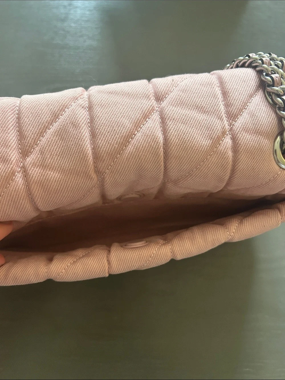 Coach Quilted C-Link Shoulder Bag in Light Pink with Silver Hardware